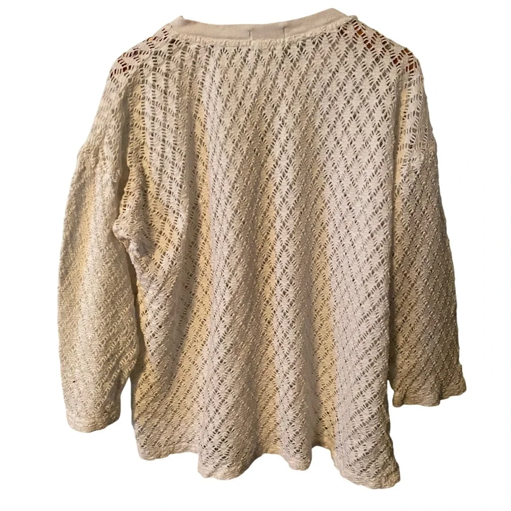 VTG CB Collection White Crochet Knit Long Sleeve Sweater‎ Top Size M